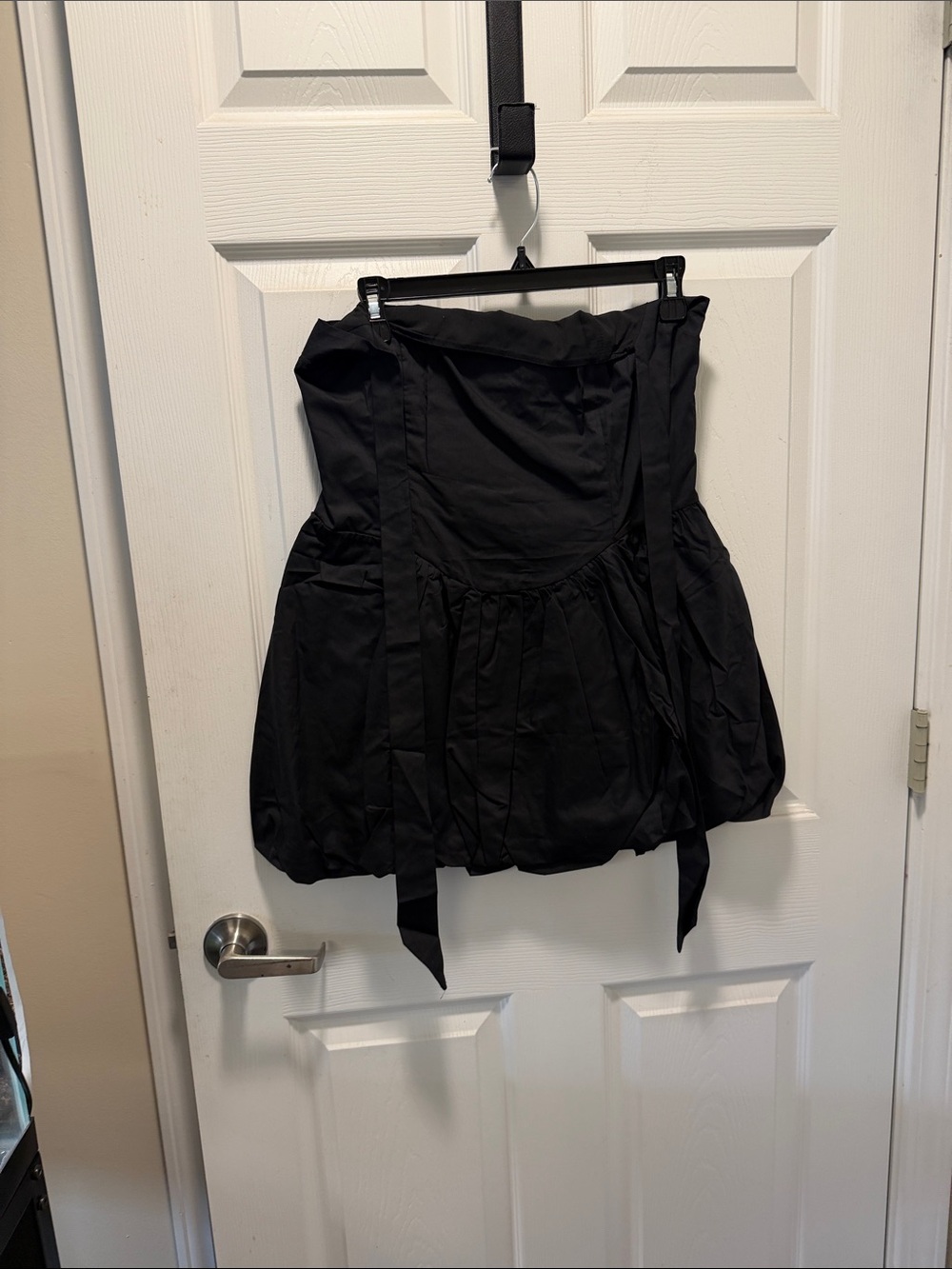 Strapless Black Mini Dress with Bubble Skirt